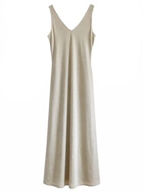 Vintage 90s Beeches Brooks Champagne Glitter V-Neck Maxi Dress – Size 10 GUC